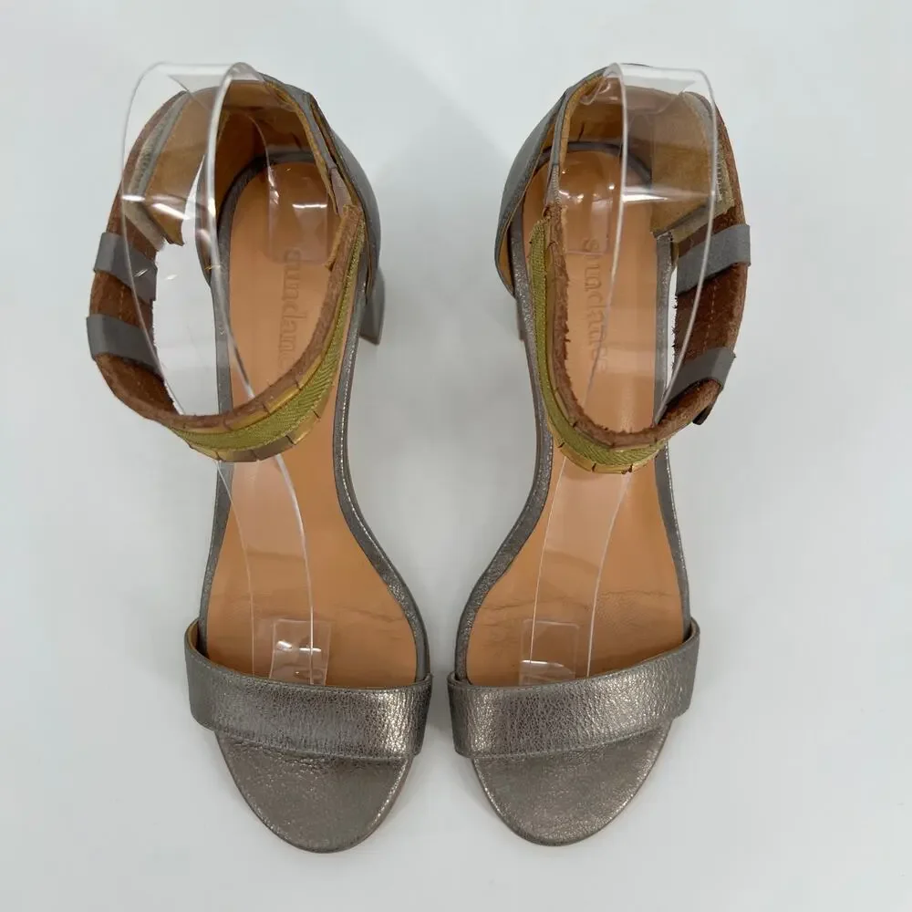Sundance Twilight Zephyr Sandal EU 37 US 6.5-7 Ankle Strap Metallic Leather Heel